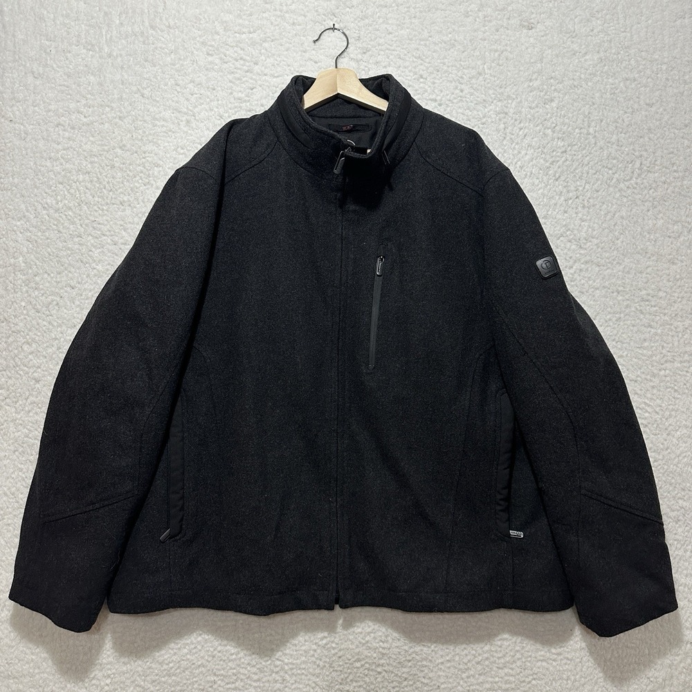 TUMI T-TECH Essential Gear Men's Wool Blend Charcoal Hood Coat Jacket Size 2XL‎
